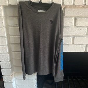 Abercrombie Kids Gray and Blue Long Sleeve Super Soft Tee